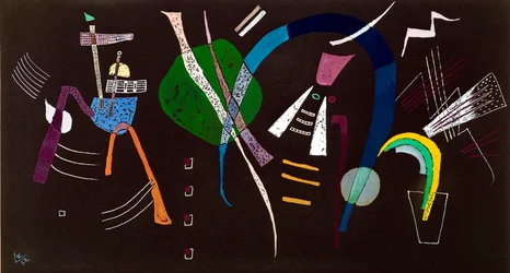Den blå sløyfen Maleri av Vassily Kandinsky (eller Wassily Kandinsky eller Kandinsky, 1866-1944) 1938 Milanos privatsamling